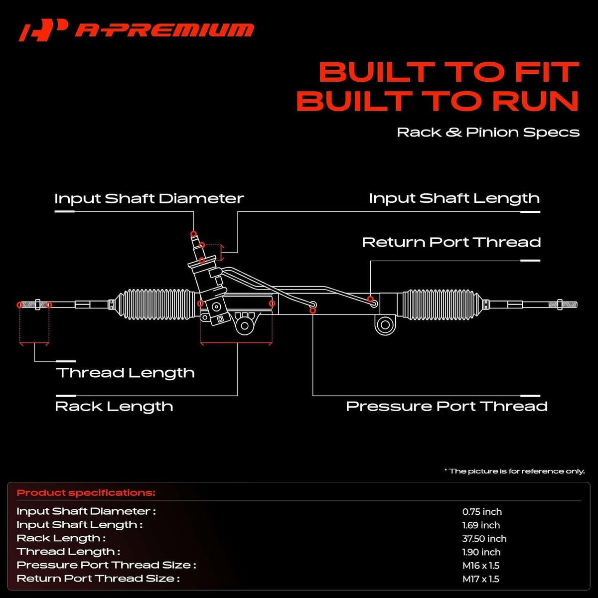 A-Premium Hydraulic Power Steering Rack and Pinion Assembly