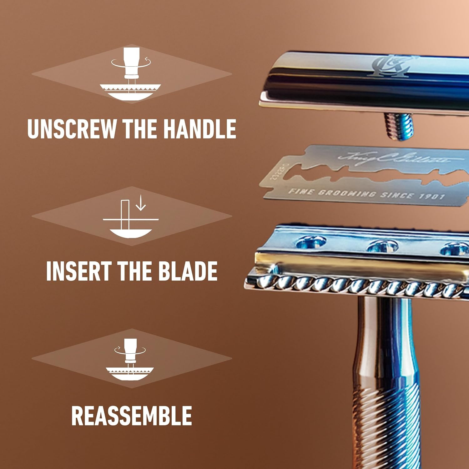 Safety Razor with Chrome Plated Handle and 5 Platinum Coated Double Edge Safety Razor Blade Refills