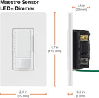 Lutron Maestro LED+ Dimmer and Vacancy Sensor, Single Pole and Multi-Location, MSCL-VP153M-HT, Hot