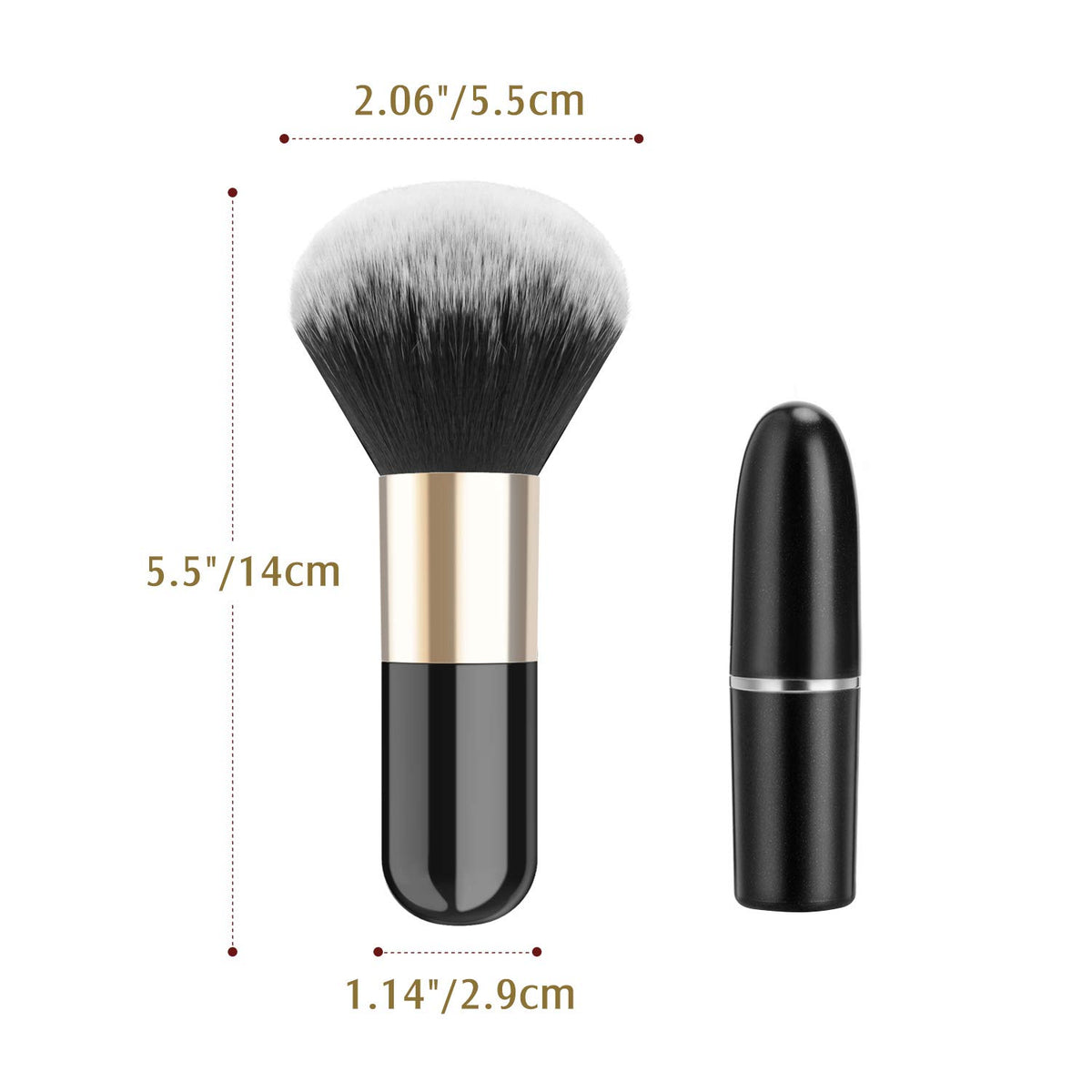 Powder Makeup Brush, Black & Gold