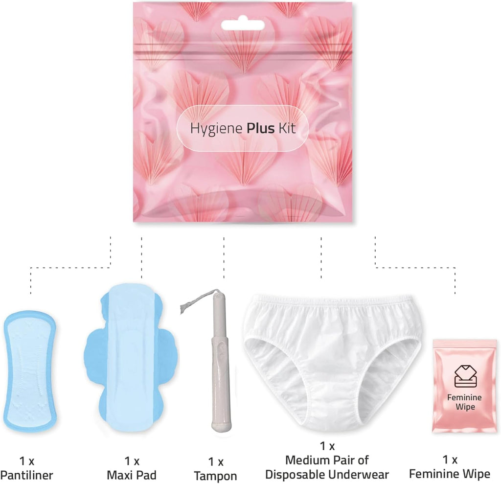 Hygiene Plus Bulk Period Kit with Disposable Underwear (Medium) – Complete Menstrual Care Kits for Schools