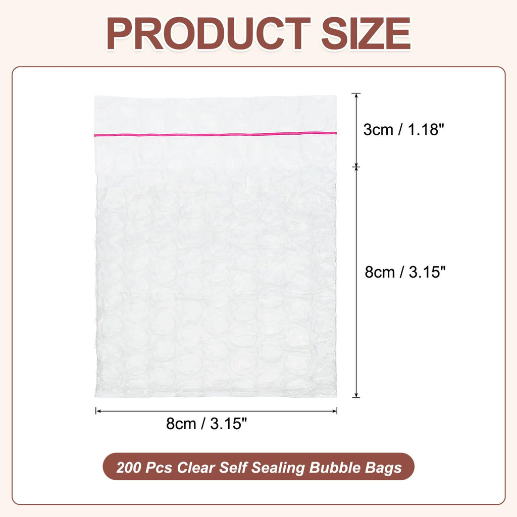 Clear Self Sealing Bubble Bags 3.1"x3.1" 200Pcs Bubble Pouches