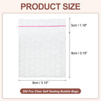 Clear Self Sealing Bubble Bags 3.1"x3.1" 200Pcs Bubble Pouches