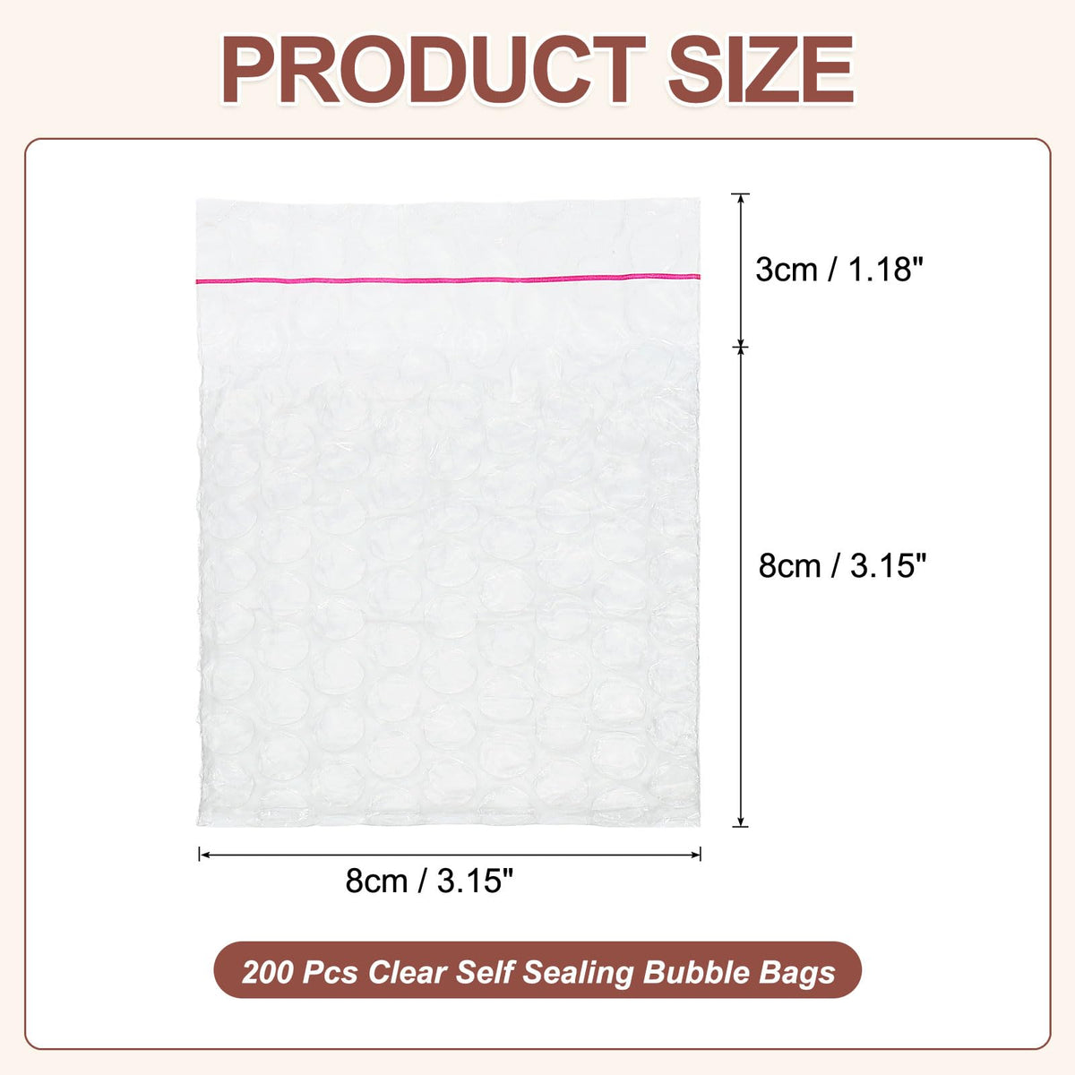 Clear Self Sealing Bubble Bags 3.1"x3.1" 200Pcs Bubble Pouches