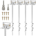 24'' Mobile Home Anchors, Set of 4 Ground Anchors Screw in with Brackets and Drill Bit Storage Shed Anchor Kit Swing