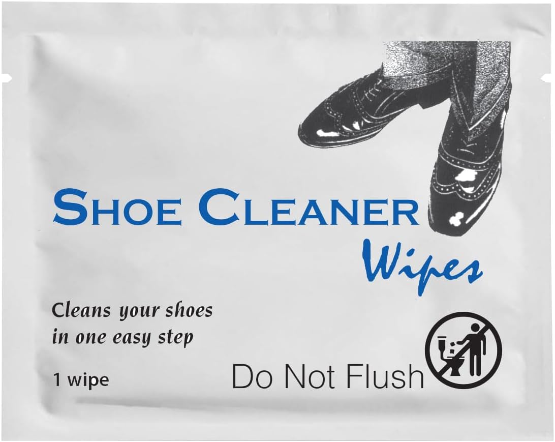 Pre-Moistened Shoe Shine Wipes, 50 Count | Streak-Free Leather Shoe Cleaner Wipes, Individually Wrapped, Easy To
