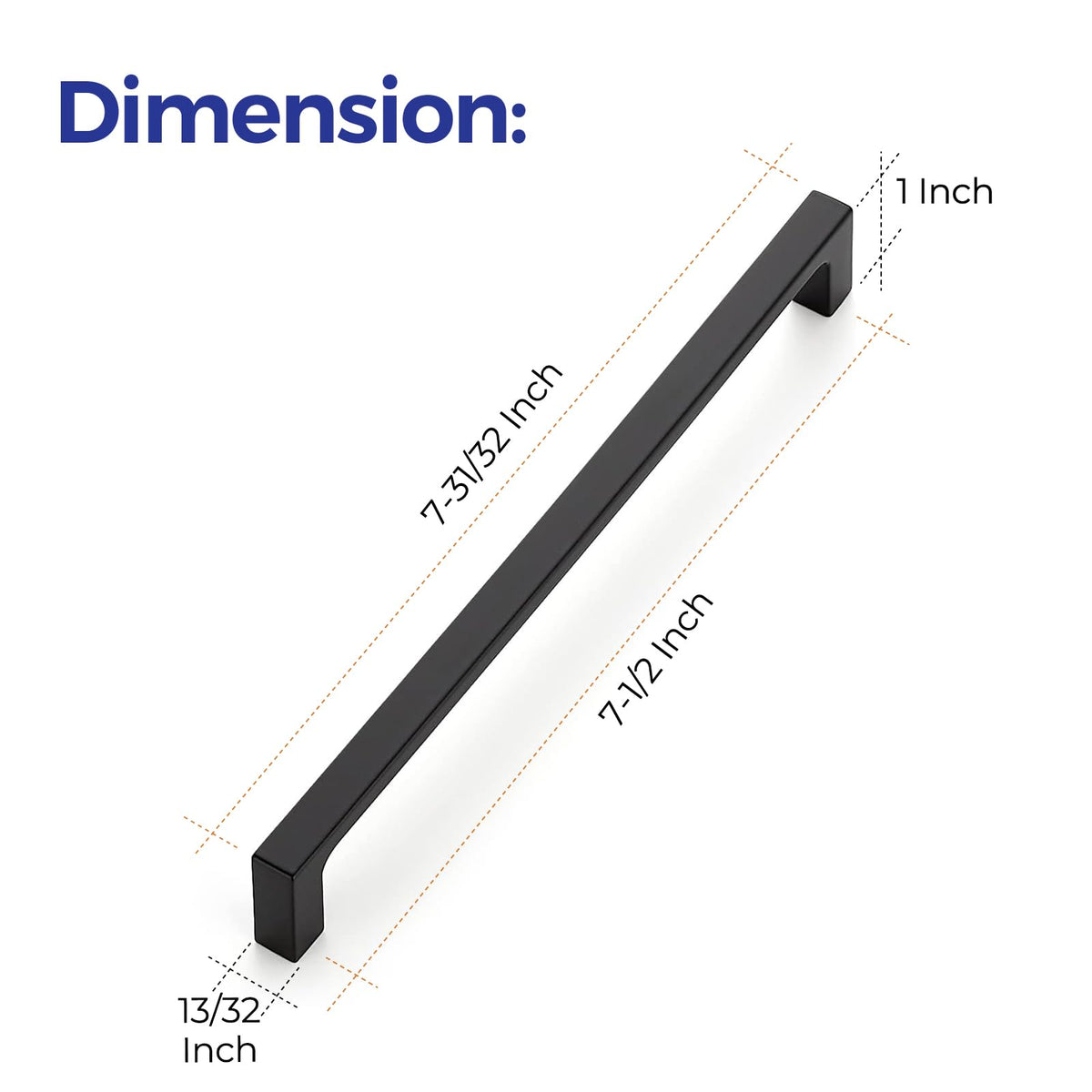 Matte Black Kitchen Cabinet Handles 7-1/2 Inch Pulls 5 Pack