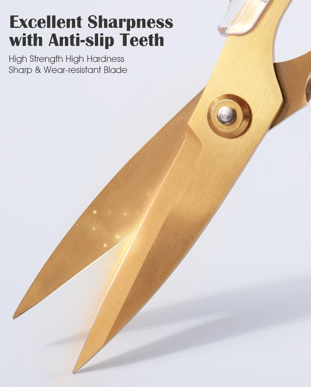 Kitchen Shears Scissors, ARCHIKING 7.7inch Gold Titanium Plated Scissor-Meat and Poultry Shears, Dishwasher Safe