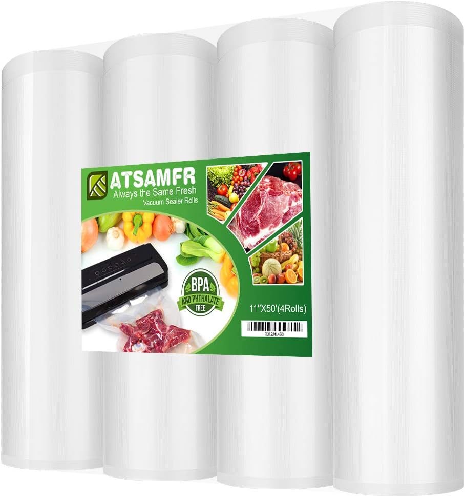 Vacuum Sealer Bags Rolls with 4 Pack 11"x50' for Food Storage