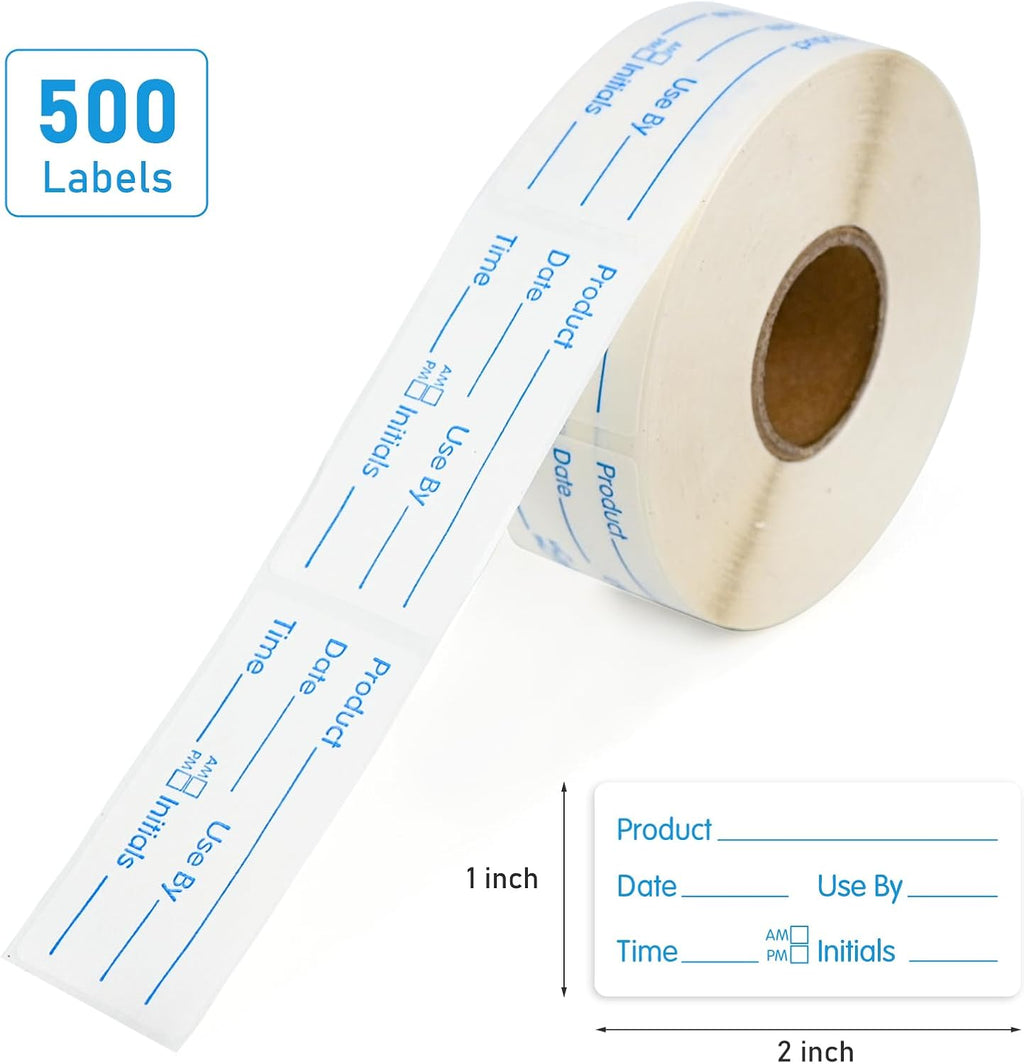 500 Stickers Use by 1 x 2 Inch Blue Dissolvable Food Labels
