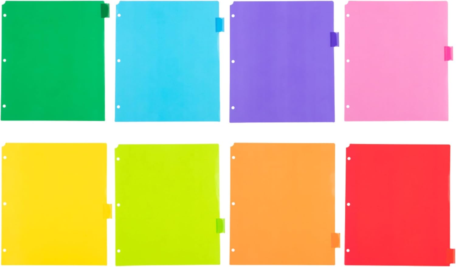 Plastic Index Tab Dividers - 8-Tab - 9 3/4 x 11 1/2 - Multicolor - 8 Tabbed Dividers/Pack