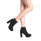 Women's High Heel Ankle Boots Platform Booties,Black,7