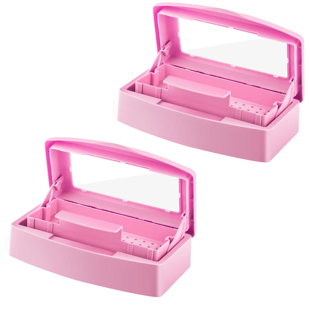 2 Piece Nail Tool Sterilizer Box barbicide Disinfectant Jar Plastic Disinfectant Container Suitable for Nail Tools
