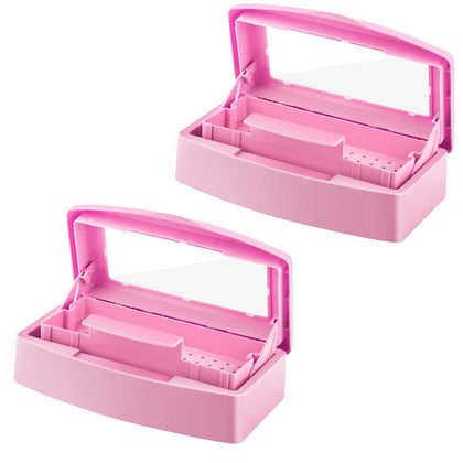2 Piece Nail Tool Sterilizer Box barbicide Disinfectant Jar Plastic Disinfectant Container Suitable for Nail Tools