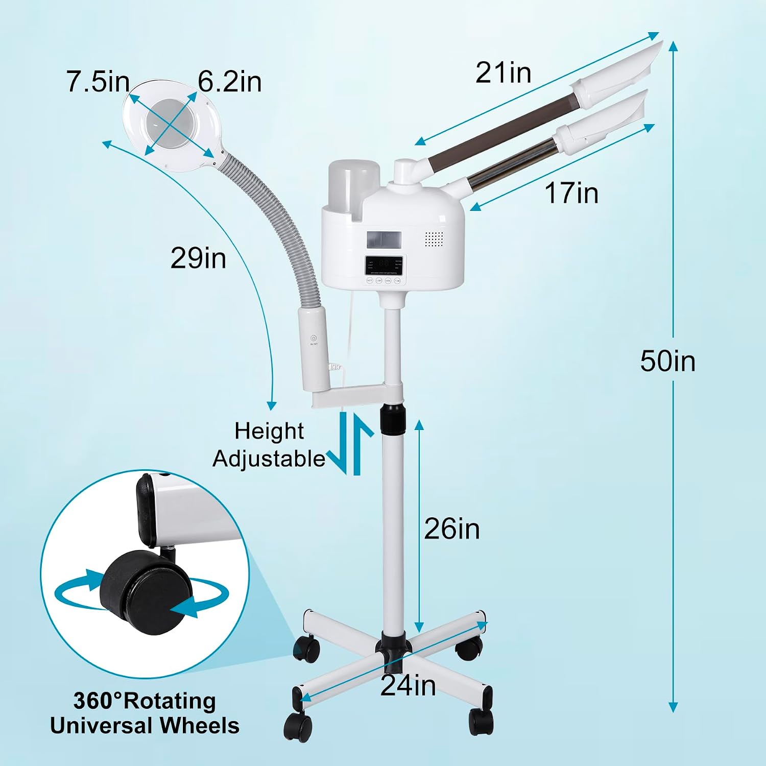 Professional 3 in 1 Facial Steamer for Face Deep Cleaning Ozone Face Steamer with 5X Magnifying Lamp Hot Mist