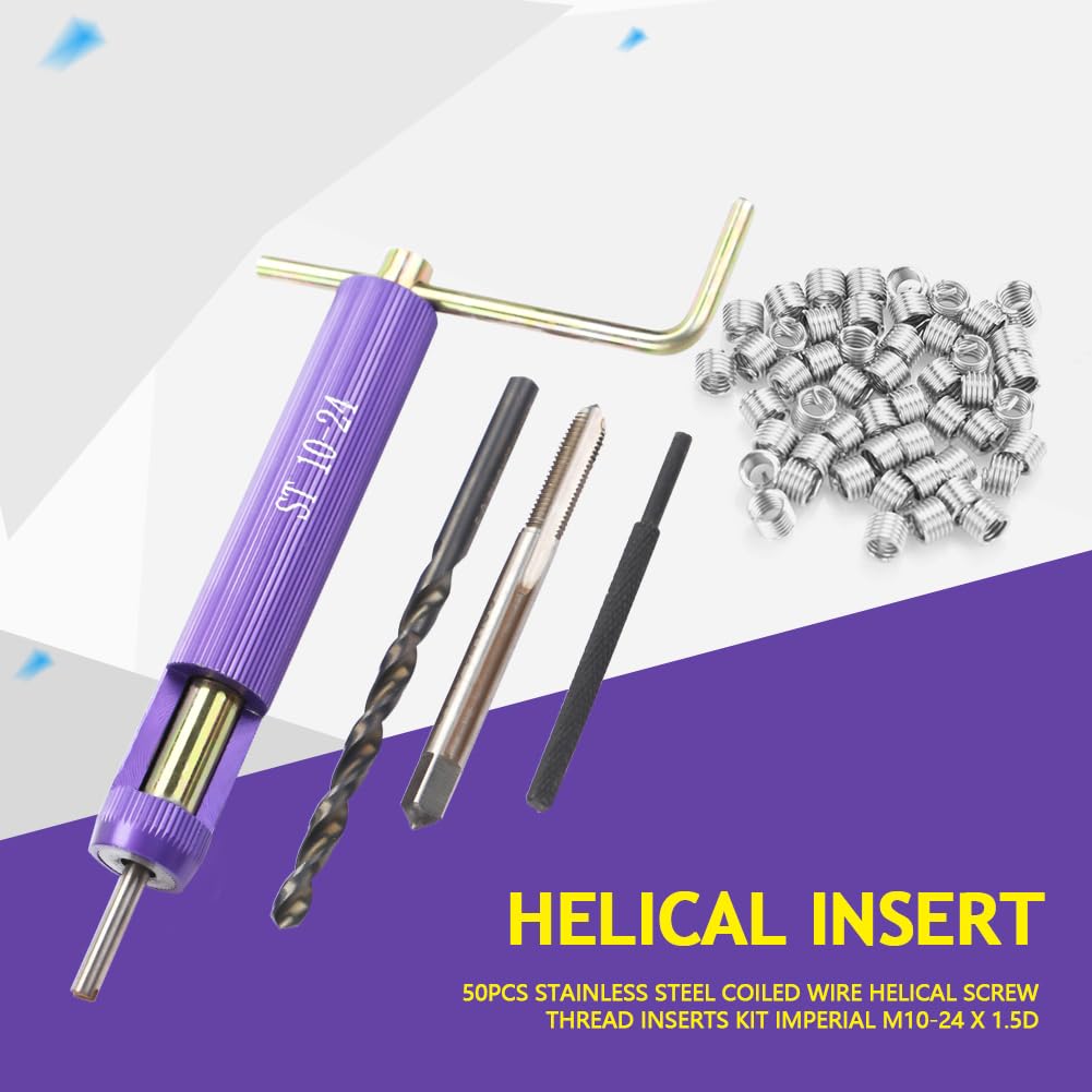 AUNMAS 10-24UNC Helical Inserts Kit with ST Tap and Tool,1.5D