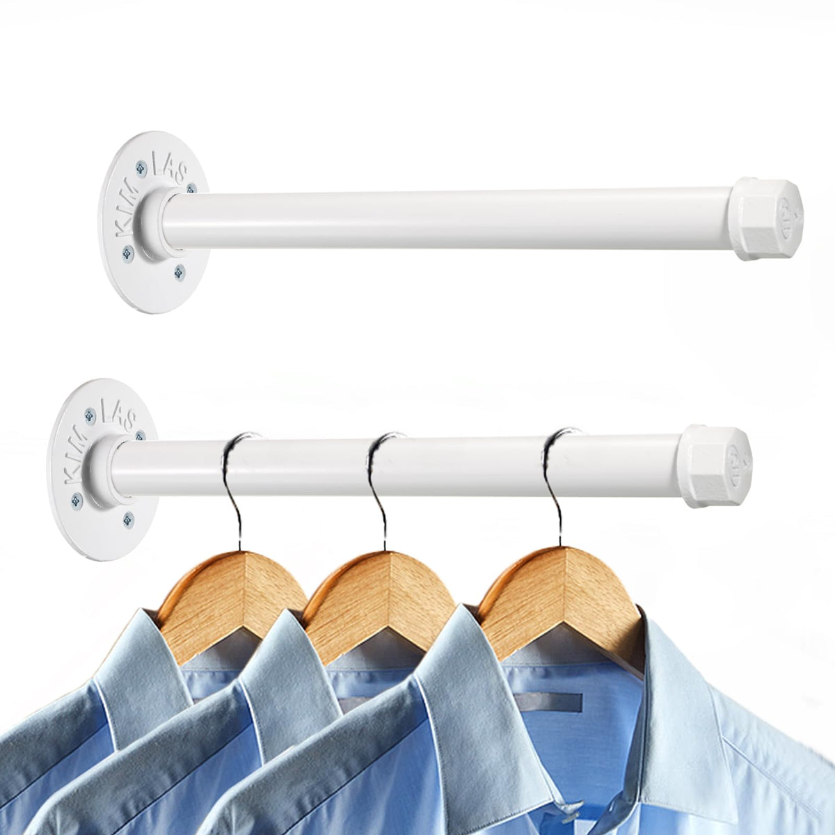 Wall Mounted Clothes Rack for Wardrobe, 2Pcs 12 Inch, White