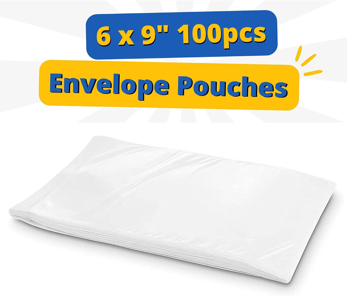 Pack 100 Clear Plastic Self-Adhesive Shipping Label Sleeves - Packing Slip Envelope Pouches - Durable, Waterproof