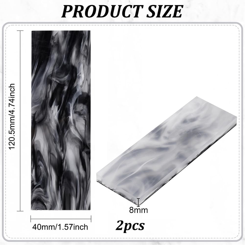 2Pcs Marble Pattern Knife Handle Scale Slabs Grips, Acrylic Knives Handle Custom DIY Material Tool for Knife Making