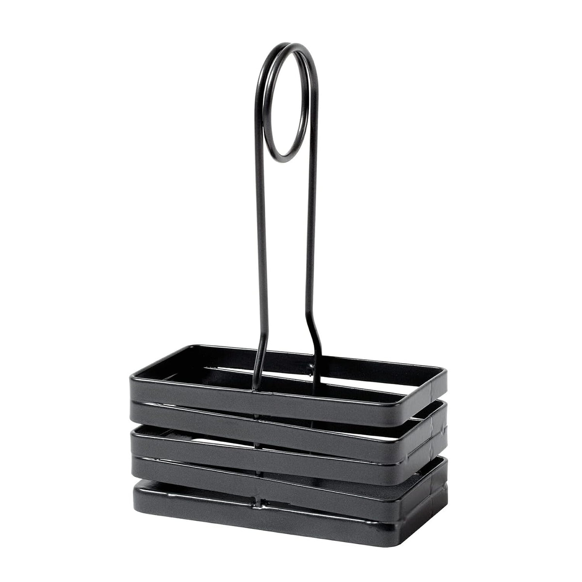 G.E.T. CAD-42-MG 4" x 2" Rectangular Powder Coated Metal Gray Wire Salt & Pepper Caddy with Handle, Cyclone Collection