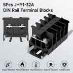 GUETNEU 5Pcs JHY1 DIN Rail Terminal Blocks, 660V 32A, 6mm²
