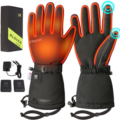Heated Gloves for Men & Women, Hunting Waterproof Rechargeable Gloves with 2 Battery Packs, 3 Heat Settings, 3M