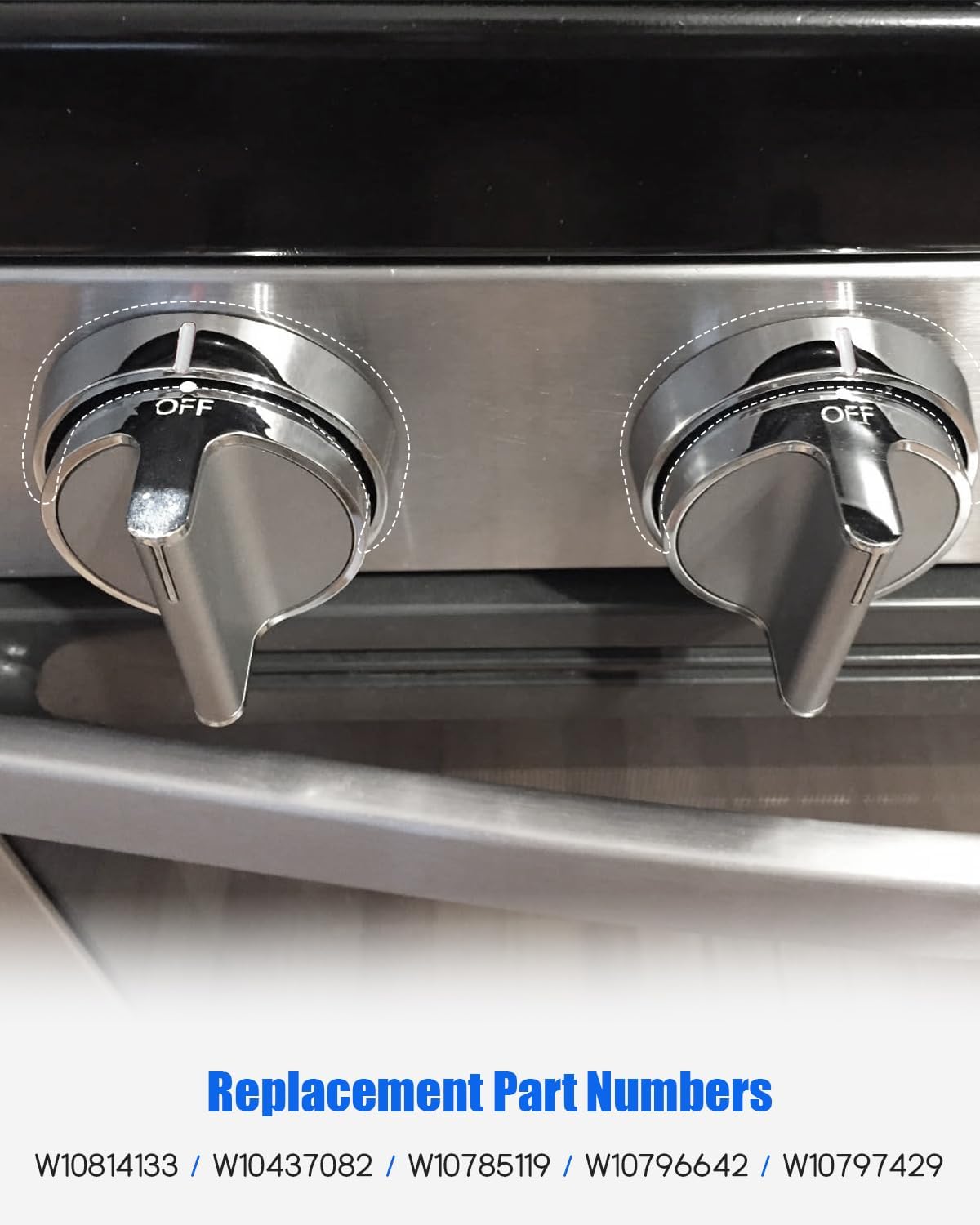 W10814133 W10437082 Stove Surface Burner Knob Bezel Set Fit for Whirlpool/KitchenAid, Replace W10785119 W10796642 W10797429