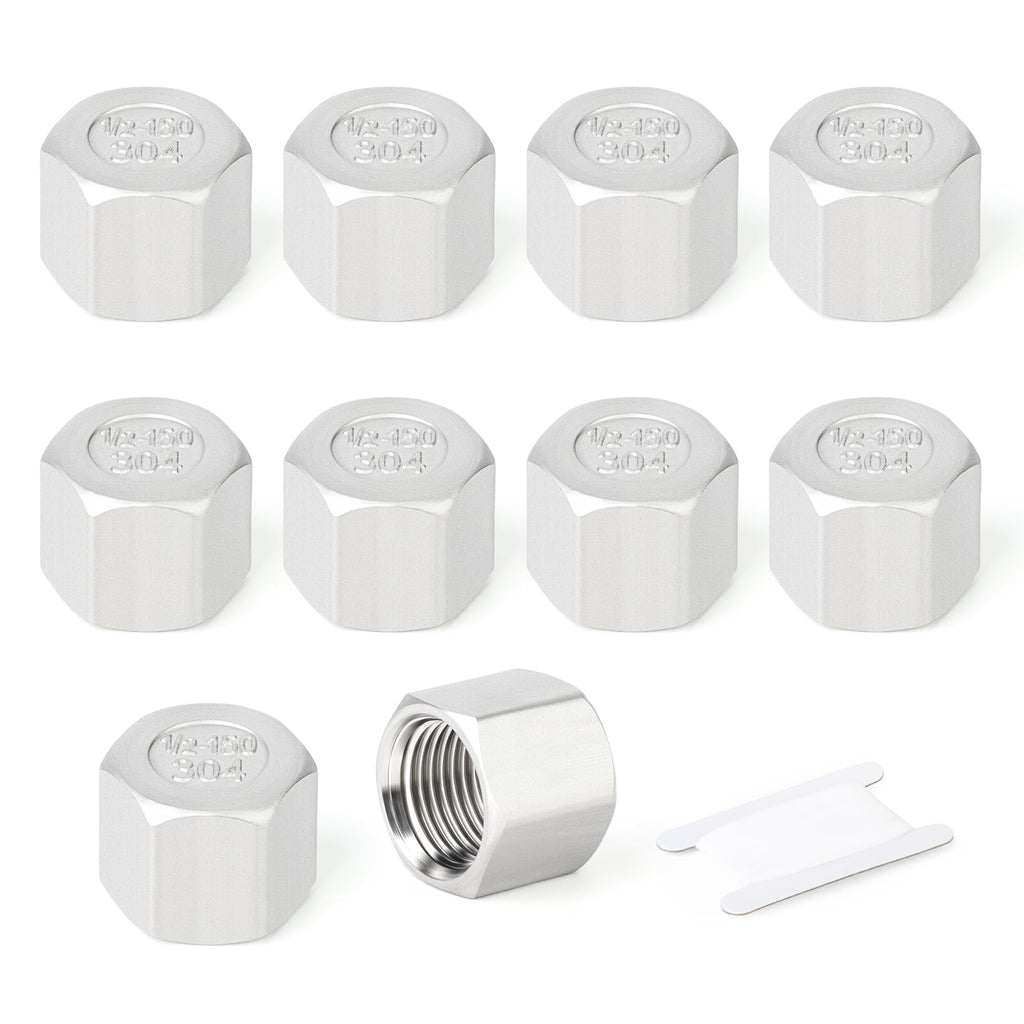 TAISHER 10Pcs 304 SS Cap Pipe Plug Socket Fitting 1/2" NPT Female