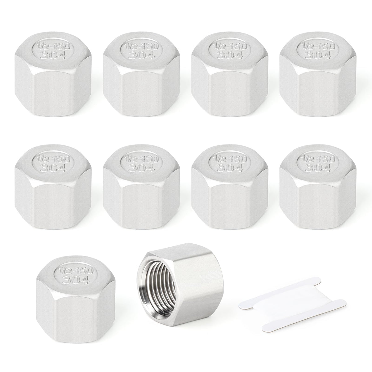 TAISHER 10Pcs 304 SS Cap Pipe Plug Socket Fitting 1/2" NPT Female