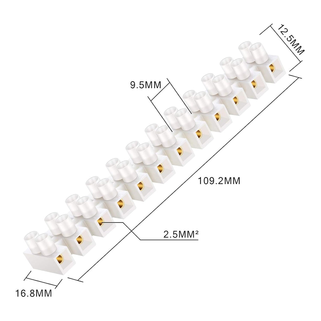 Weewooday 20 Pieces Terminal Strip 12-Position Dual Row Wire Block