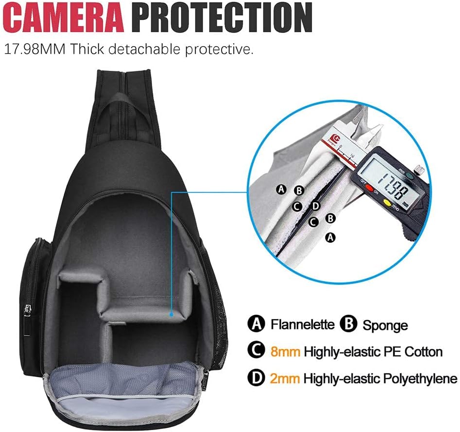 Sling Camera Bag, Camera Shoulder Crossbody Backpack, DSLR/SLR/Mirrorless Camera Case, Shockproof Photography Camera