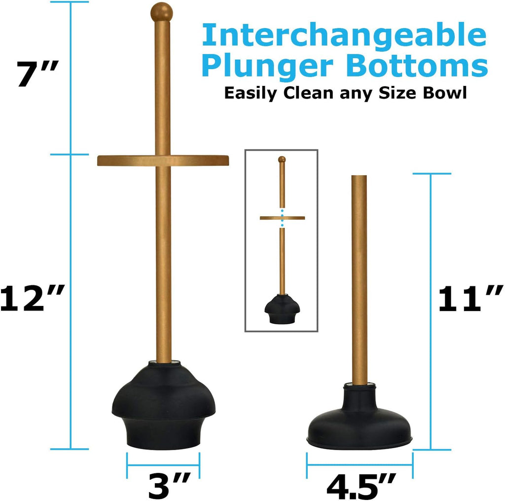 Toilet Brush and Plunger Set with Holder, Modern Gold Bathroom Accessories Toilet Plunger and Toilet Bowl Brush Combo