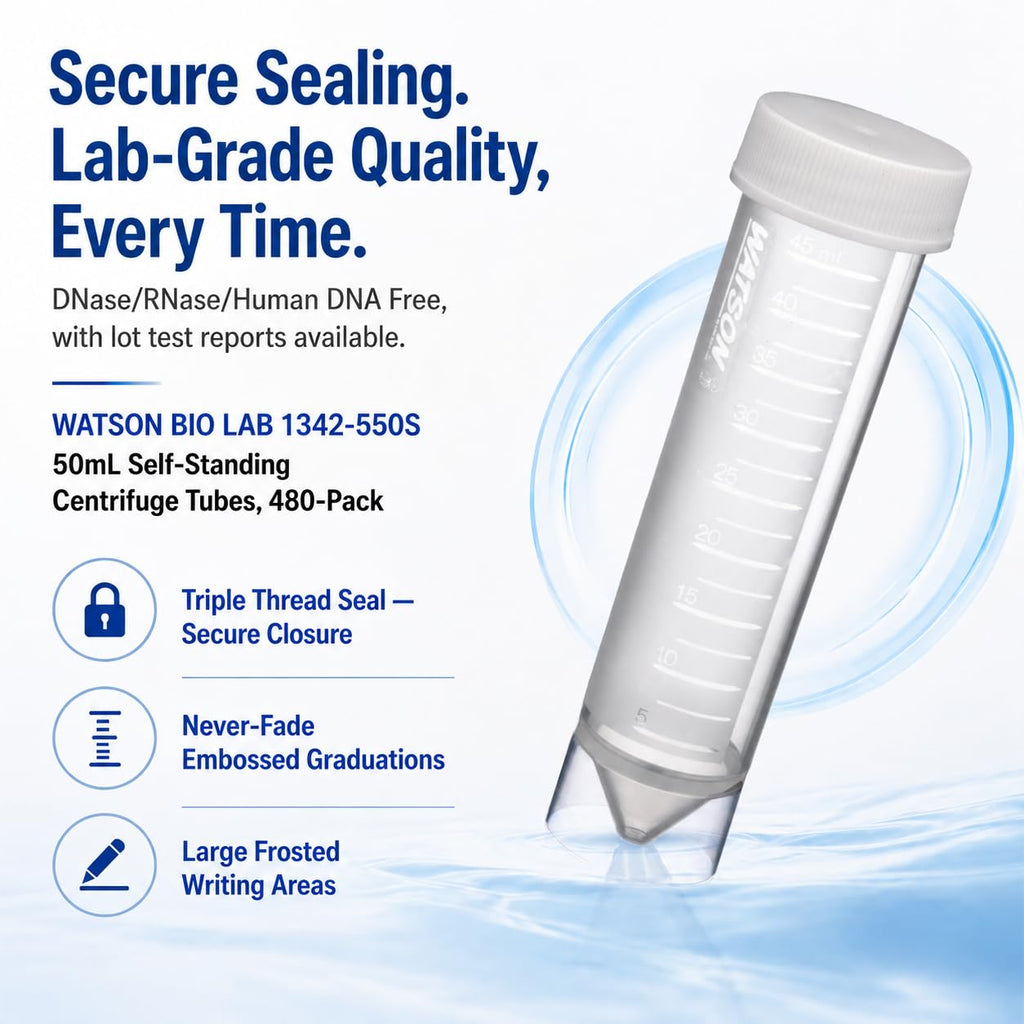 WATSON-BIO-LAB 1342-550S 50mL Self-Standing Centrifuge Tube, 480 Pcs