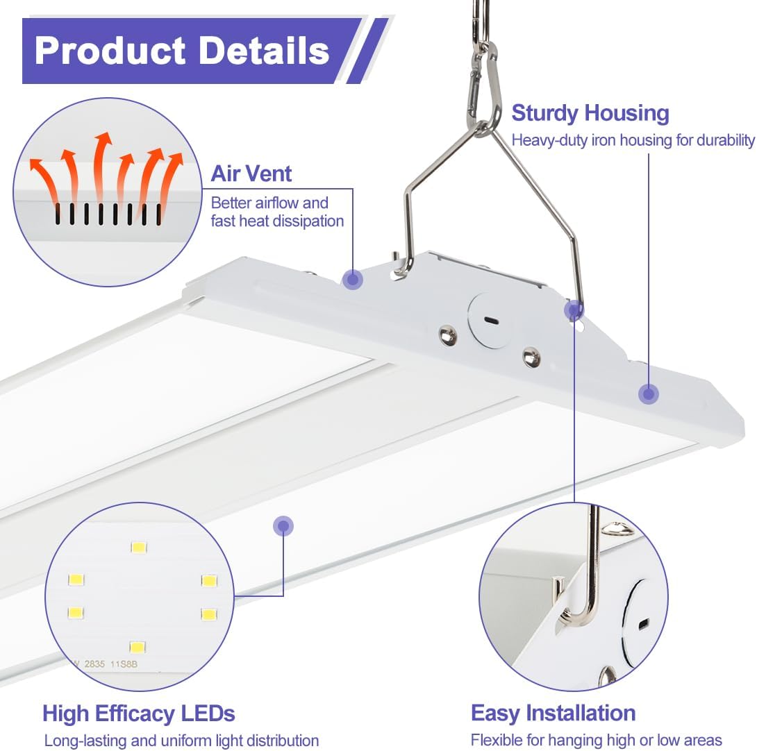 2FT 150W LED Linear High Bay Light, 5000K High Bay Shop Light 4 Pack