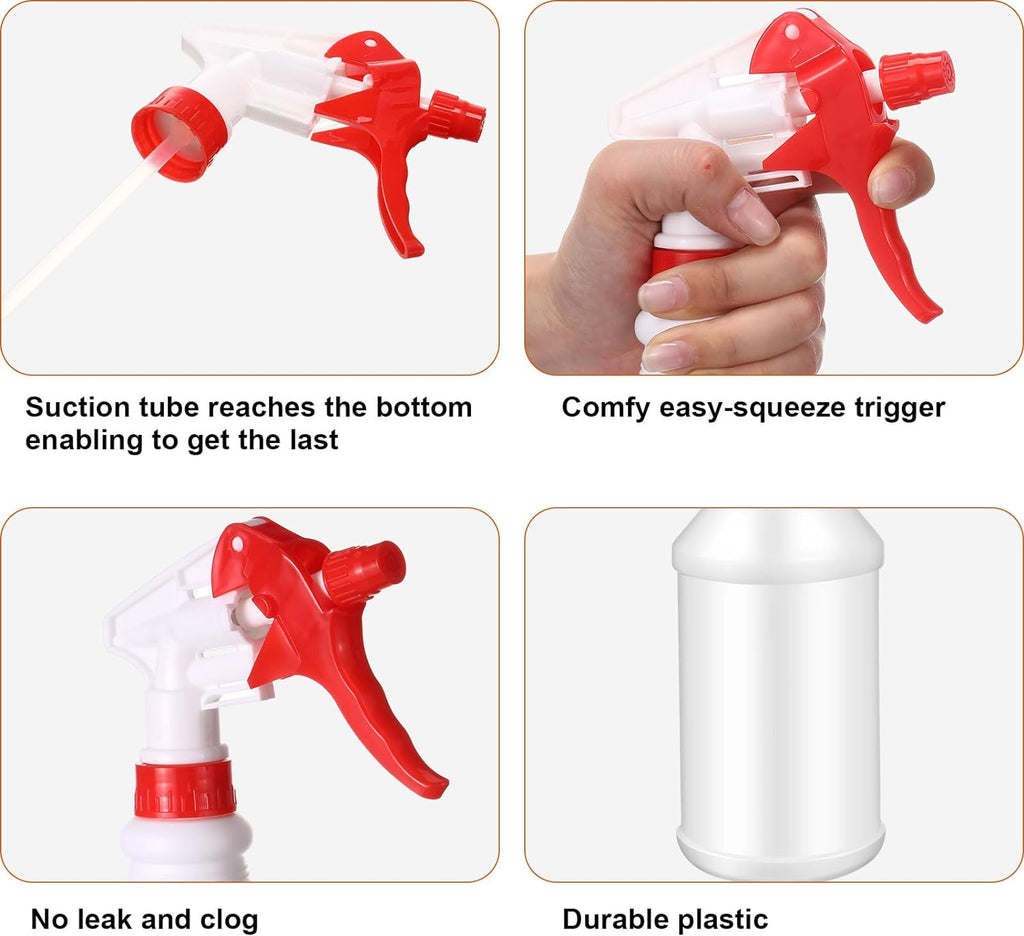 12 Pcs 16 Oz Plastic Spray Bottle, Adjustable Empty Reusable Sprayer for Cleaning, Planting, Water, Bathroom and