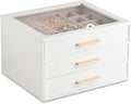 Clear Lid Jewelry Box,3-Layer Jewelry Organizer with Drawer,PU Leather Jewelry Organizers and Storage,Jewelry Boxes