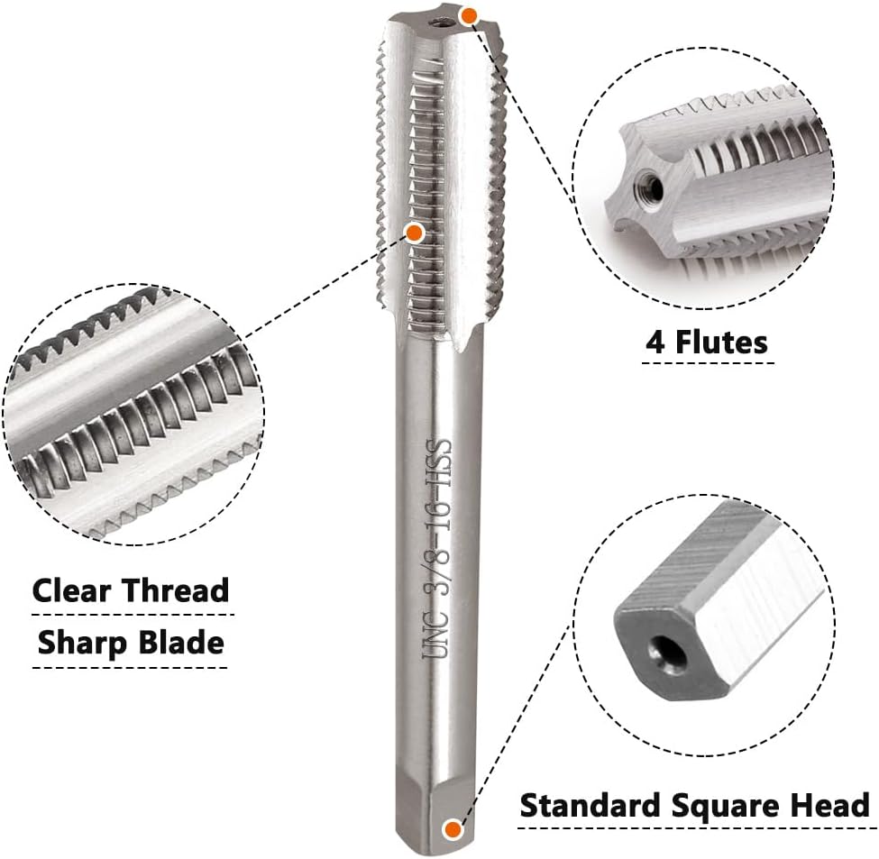 2pcs 3/8"-16 UNC Tap and Die Set, Threading Tap Die Set