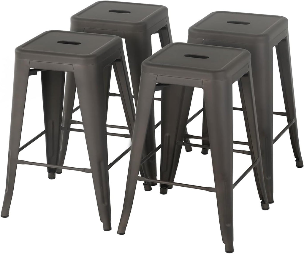 24" Metal Bar Stools | Bronze | Set of 4