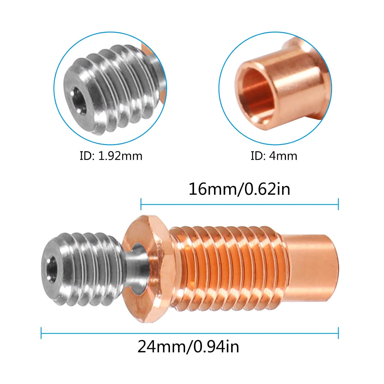 for E3D V6 Hotend Remote Short Direct Heat Sink 1.75mm, Bimetal Heatbreak, and Nozzle/Heater Block for Feeding 3D