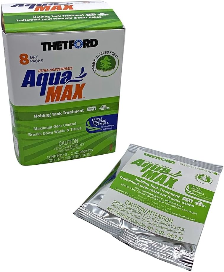 AquaMAX Summer Cypress Scent RV Holding Tank Treatment, Formaldehyde Free, Waste Digester, Septic Tank Safe, 8 Count