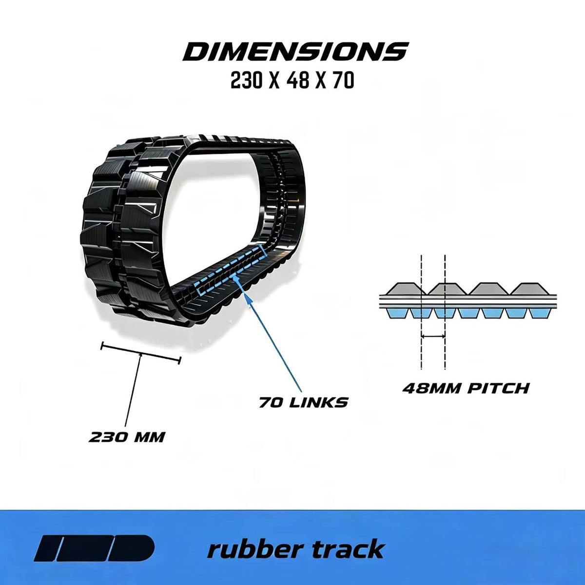 Rubber Track 230x48x70 Fits CAT 301.5 1pc