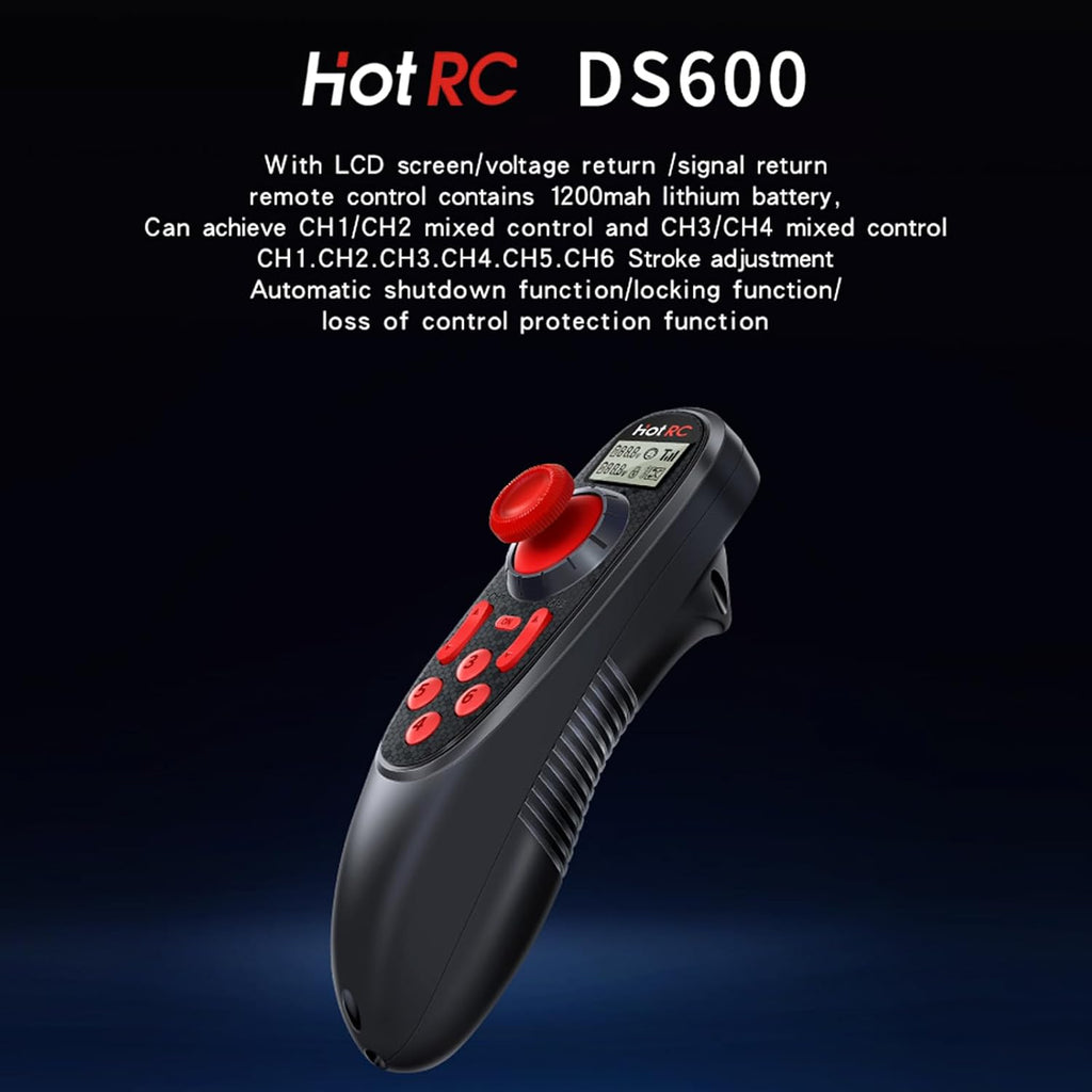 HOTRC DS-600 6CH 2.4GHz RC Transmitter and Receiver Remote Controller with DS 600 PWM 6 Channel Receiver for RC Boat