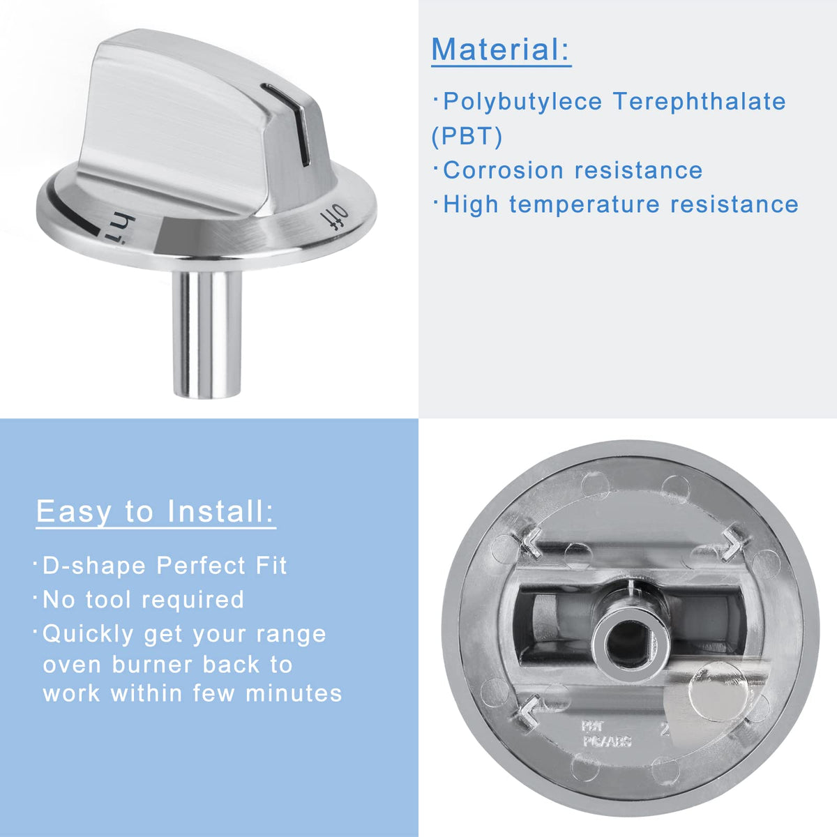 Upgrade 5304525746 Long Stem Stove Knobs Replacements, Compatible with Frigidaire Gas Stove Range Oven Knobs, Replacement Part for 5304504839 (1 Pack)