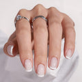 Press On Nails, French Tip Short Square Nails, 30Pcs Full Kit