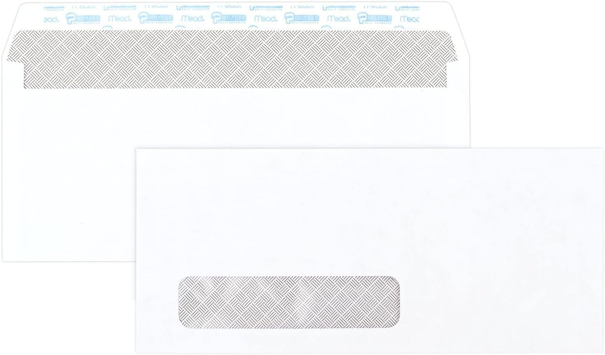 #10 Envelopes, Letter Size, 4-1/8" x 9-1/2", Security Printed Lining for Privacy, Press-It Seal-It Self Adhesive