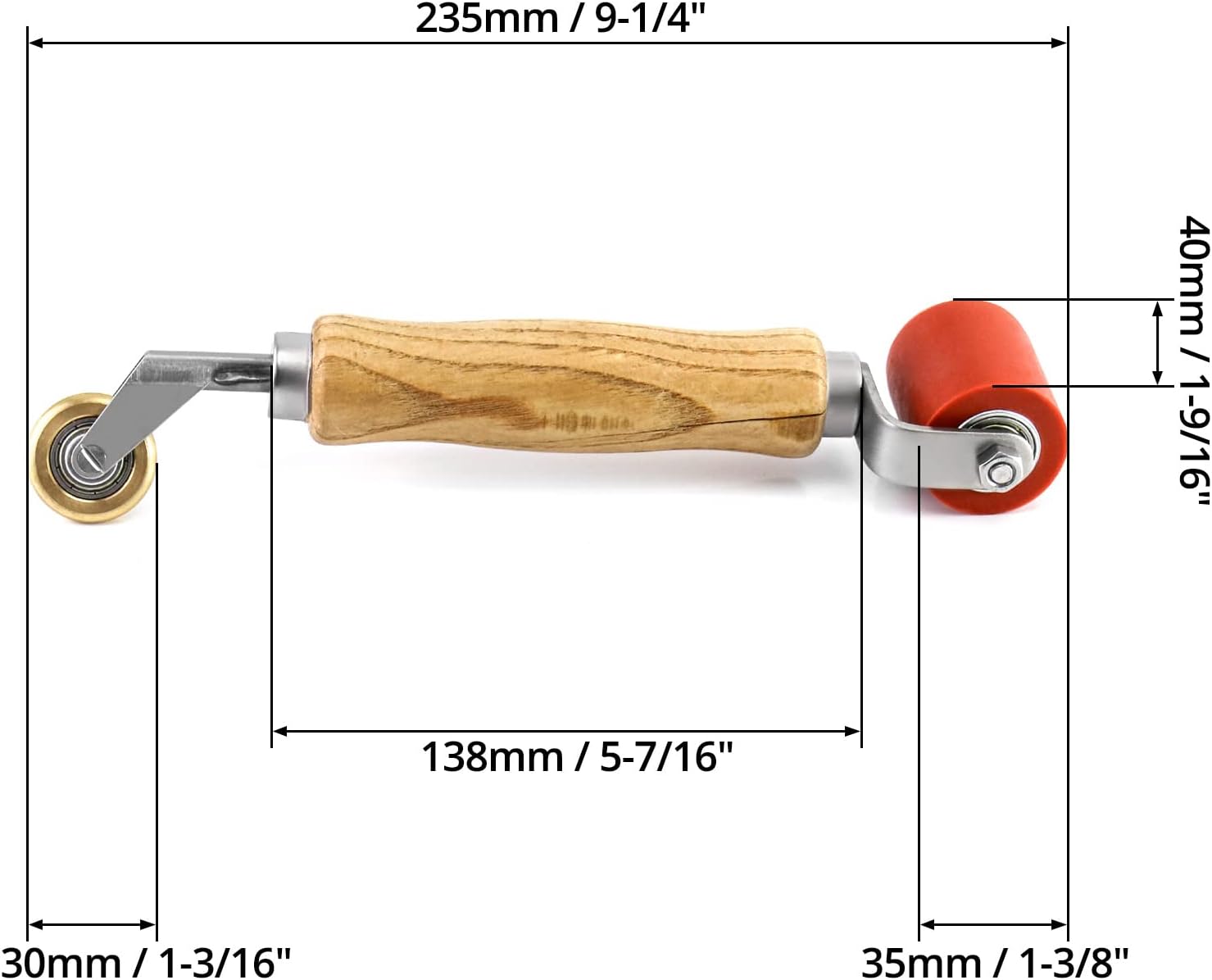 Seam Roller, 40mm Silicone Seam Roller with 6mm Brass Detail Penny Roller, Smoothing Seam Roller Tool for