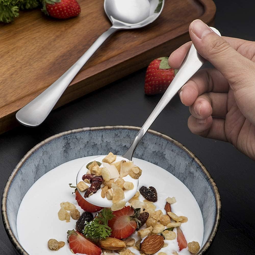 Soup Spoons, 12pcs Stainless Steel Spoons Heavy-Weight Round Spoon Flatware