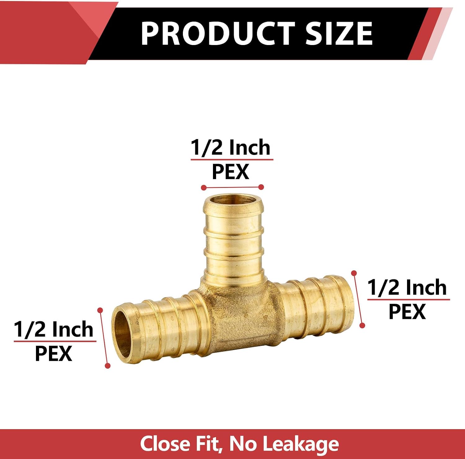 8PC EFIELD Pex 1/2"Tee Brass Crimp Fitting For Pex Tubing/Pipe Connection | PEX Tee,LF Brass,ASTM F1807-PEX1807068(8)