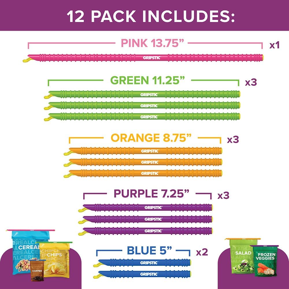 12 Pack Assorted Food Bag Sealers Reusable Chip Clips Bag Clips