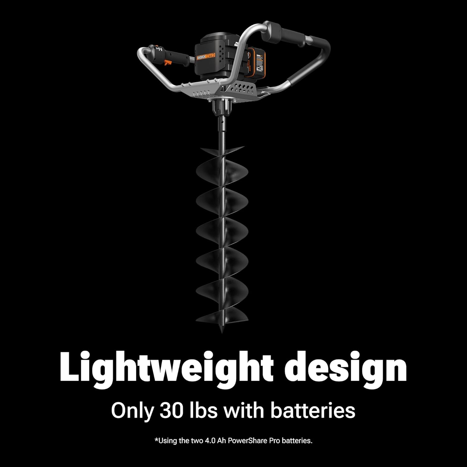 WORX Cordless Earth Auger, 40V 8" Digger, WG865 | Brushless motor; 8" drill bit; 45cc gas-equivalent power; 59 ft-lbs